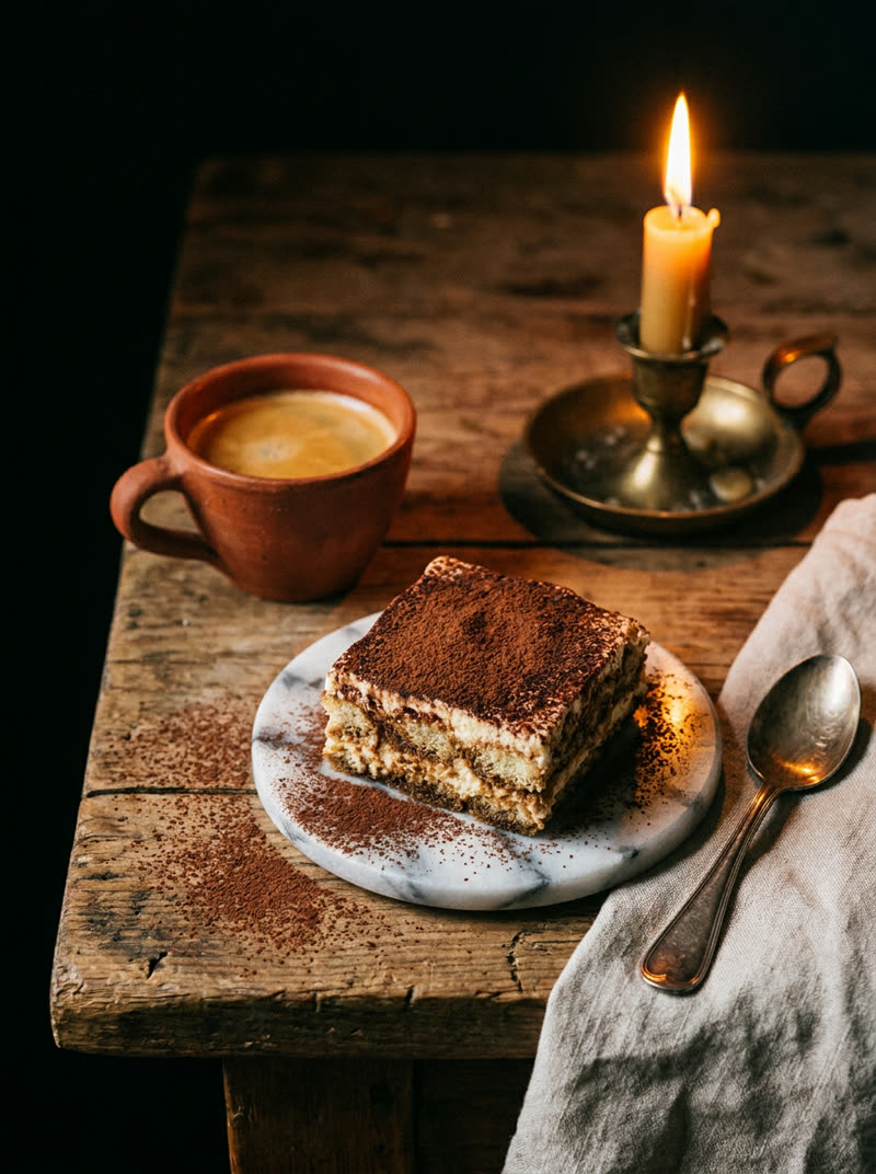 Tiramisù — visuel généré par IA (exemple fictif)