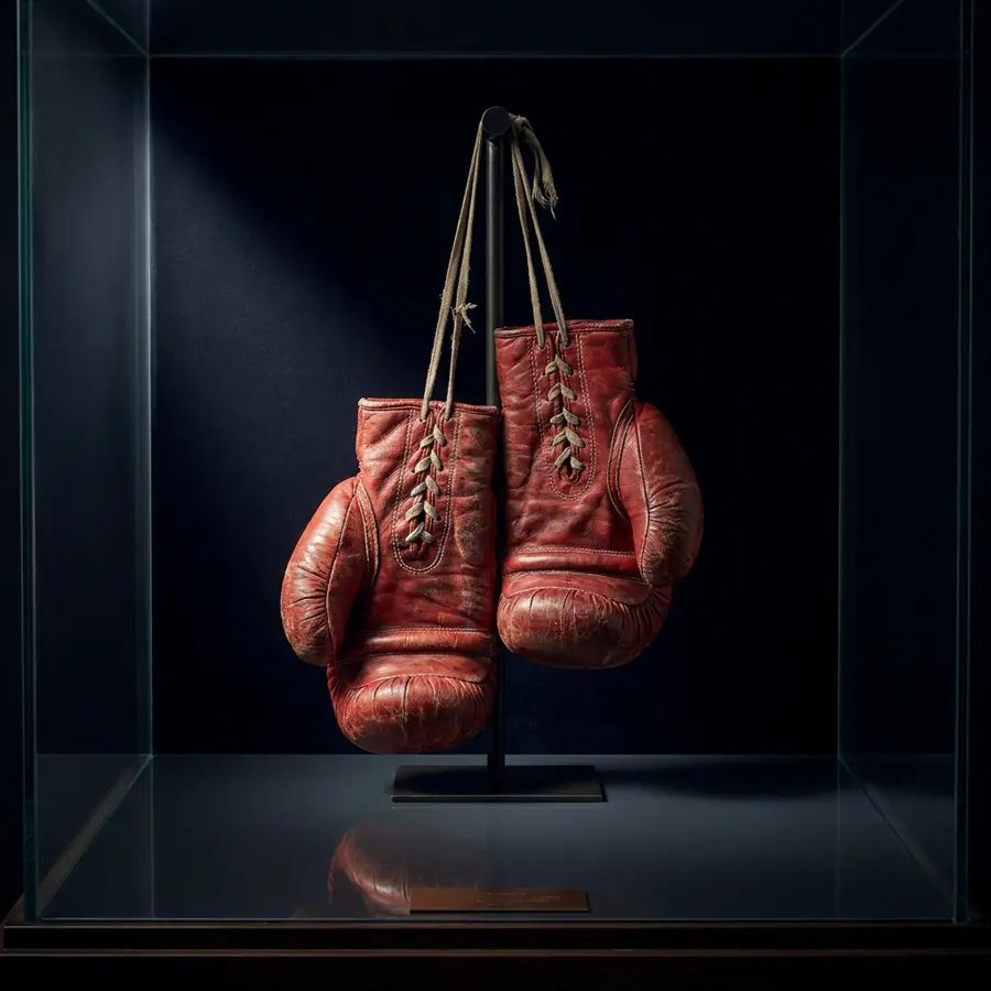 Premiers gants rouges usés — visuel fictif